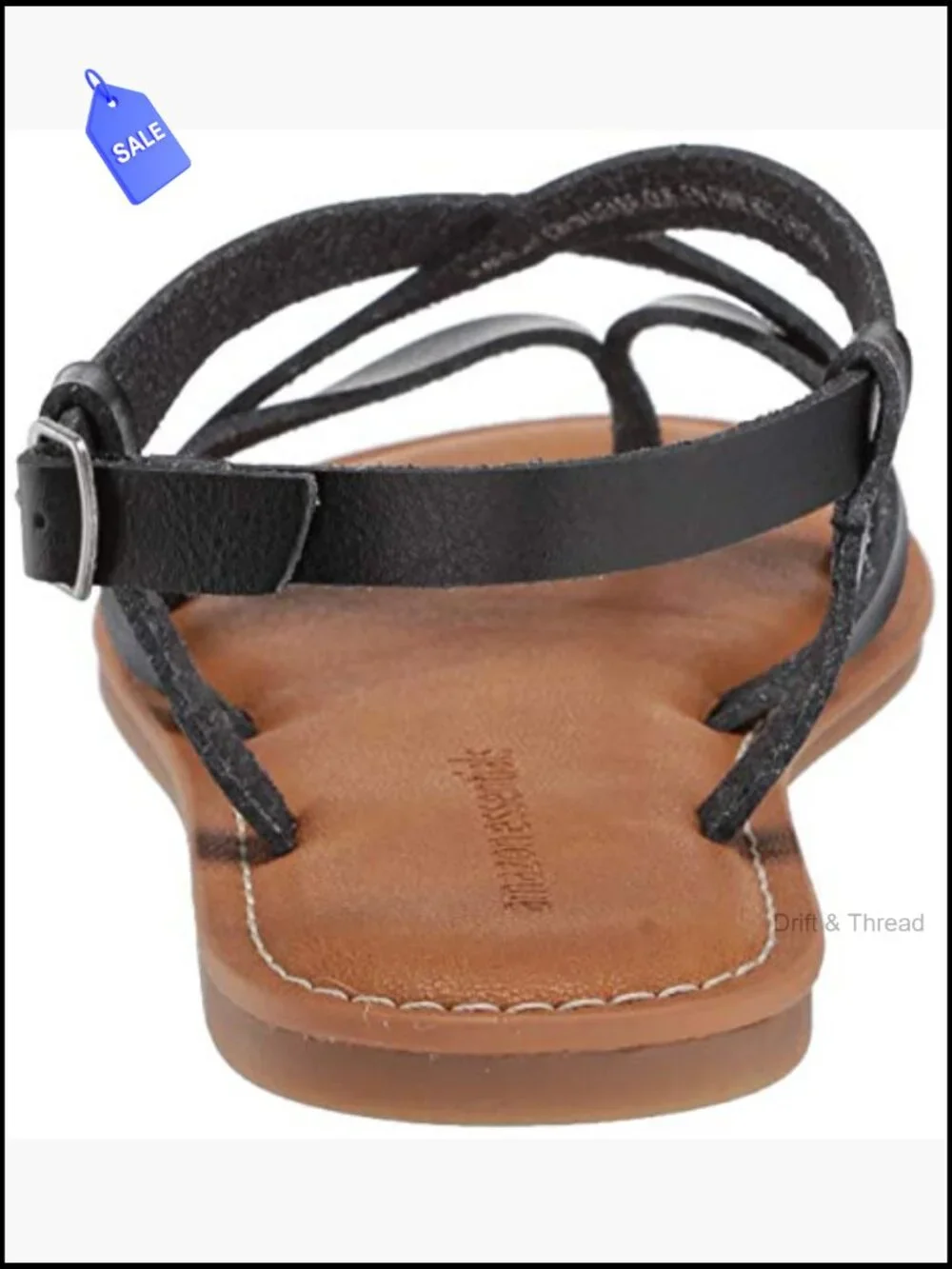 Women's Casual Strappy Thong Sandals Faux Leather Adjustable Ankle Strap Padded